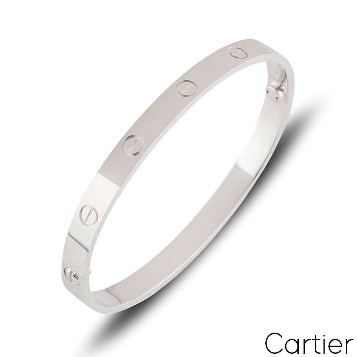 Cartier White Gold Plain Love Bracelet Size 20 B6035420